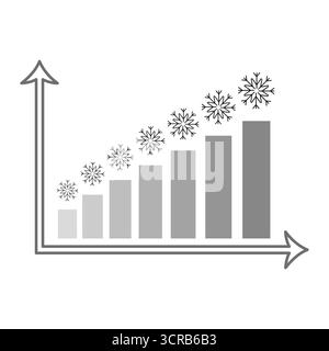 Balkendiagramm Schneeflocke. Abbildung des Winterdiagramms. Vektor des Klimawandels. Symbol für Wettervorhersage. EPS 10. Stock Vektor