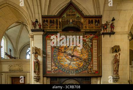 Innenansicht des St. Paul's Cathedral, Astronomische Uhr, Münster, Nordrhein-Westfalen, Deutschland, Europa Stockfoto