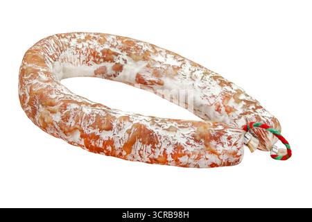 1 Salami isoliert auf weißem Hintergrund Stockfoto