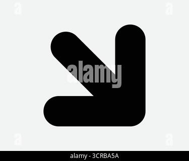 Pfeilsymbol unten rechts Eckposition Position Navigation seitlicher Punkt nach unten nach Osten unten auf Enter Entrance Turn Path Pathway Road T Stock Vektor