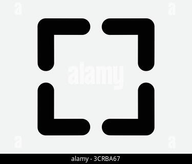 Ecke Quadrat Schnittlinie Symbol 90 90 Grad Seitlich Rechteckiger Würfelrahmen Scan-Symbol Scharfe Kante Schild Umrissform Stock Vektor