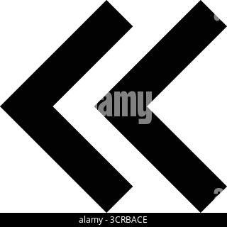 Doppelter Rückwärtspfeil Zwei Linke Pfeile, Die Auf West Zeigen Vorheriges Backup Folie Vorher Zeigen Symbol Navigation Zeiger Pfad Stock Vektor