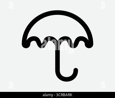 Schirmlinie Icon Versicherungspolice Schutz Umriss Form Regenzeit Schutz Regen Nasses Wetter Sturm Strand Sonne Sonnenschein Schatten Symbol Stock Vektor
