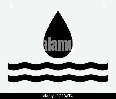 Wassertropfen Wellen Oberflächen-Symbol Flüssig Tropfen Regen Tropfen Flüssigkeit Tränen Fluss See Meer Regentropfen Tropfen Tropfen Hydrate Hydration Schwarze Linie Symbol Stock Vektor