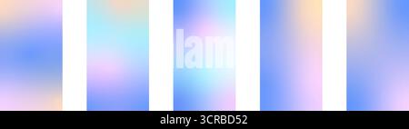 Holographischer Verlauf für den Winter einstellen. Pastellfarbener Weihnachtshintergrund, modernes winterblaues Verlaufsvektor-Design Stock Vektor