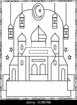 Wunderschöne Moschee Malseite. Islamische Kunst für Kinder und Erwachsene. Stock Vektor