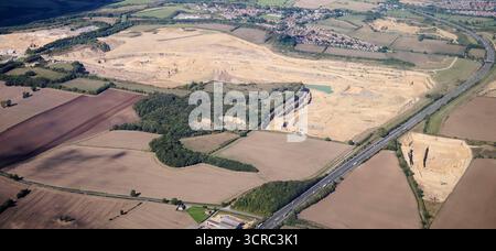 Eine Luftaufnahme von Quarrying in der Nähe von Ferryhill, County Durham, Nordosten Englands, Großbritannien Stockfoto