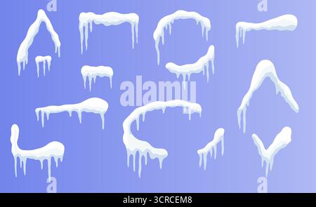 Set mit Werbebanner für Schneeiskappen in verschiedenen Formen, ideal für Winteraktionen. Stock Vektor