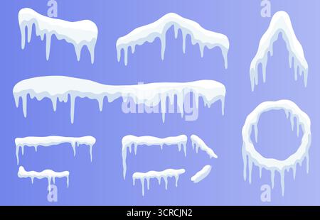 Frosty snowcap Deko-Elemente mit Eiszapfen, perfekt für digitale Hintergründe, Poster und saisonale kreative Arbeiten. Stock Vektor
