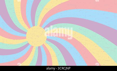 Grooviger Starburst-Hintergrund im Retro-Stil mit nostalgischen Kurven und warmer Farbpalette. Stock Vektor