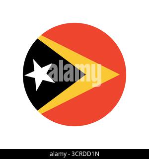 Symbol für die Flagge von Osttimor. Runde Nationalflagge von Osttimor. Osttimor Flaggenknopf, Abzeichen, Aufkleber. Stock Vektor