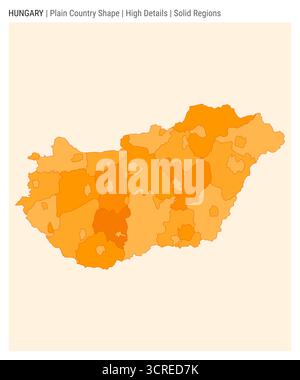 Sehr detaillierte, einfache Landkarte Ungarns mit einem soliden regionalen Stil und der unverwechselbaren Form der Nation. Vektorabbildung. Stock Vektor