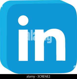 LinkedIn 3D-Logo-Symbol – Schaltfläche für soziale Medien auf transparentem Hintergrund Stock Vektor