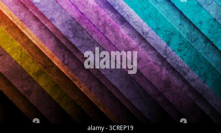 Farbenfrohe, glatte Streifen mit abstraktem geometrischem Hintergrund. Vector Tech Retro-Design Stock Vektor
