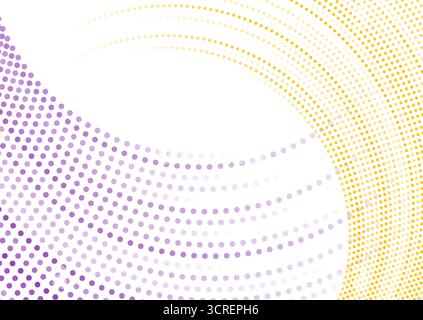 Hellorange und violett minimaler, kreisförmiger, gepunkteter Hintergrund. Geometrische Konzeptvektorkonstruktion Stock Vektor