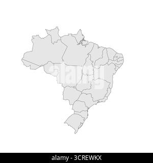 Brasilien politische Karte der Verwaltungsbereiche - Föderative Einheiten Brasiliens. Grau leerer Vektor bearbeitbare Karte EPS. Stock Vektor