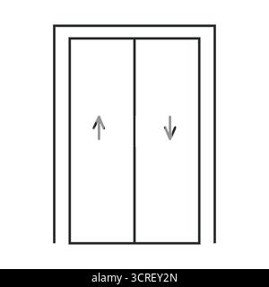 Lift-Symbol-Linie Lift hoch- und runter Lobby-Halle-Schild, einfaches Symbol. Fahrstuhl, Schiebetür. . Vektorabbildung Stock Vektor