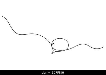 Sprechblase durchgehende einzeilige Zeichnung eines isolierten Konturvektorsymbols Stock Vektor