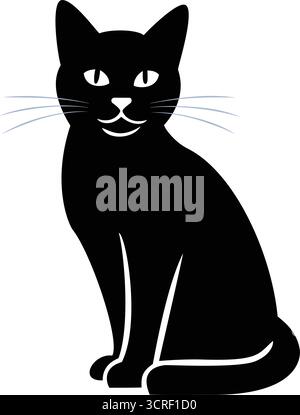 Ein sitzendes Katzenvektorsymbol für die Tierpflege, tierbezogene Designs und Tierkliniken Stock Vektor