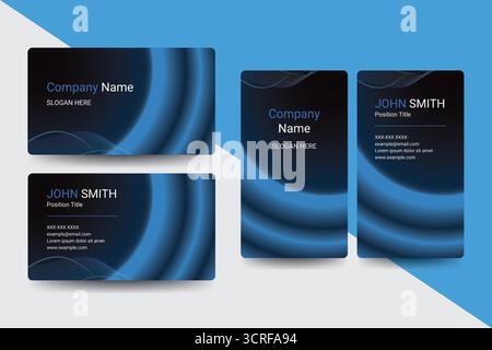 Professionelle Visitenkarten-Layouts mit blauem Farbverlauf in modernem Stil, ideal für Corporate Branding und Netzwerkdesigns. Stock Vektor