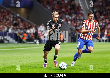 Madrid, Spanien. 30. September 2025. Jonathan Burkardt (Frankfurt) Fußball/Fußball : UEFA Champions League Phase Spiel Tag 2 zwischen Club Atletico de Madrid - Eintracht Frankfurt im Estadio Metropolitano in Madrid, Spanien . Quelle: Mutsu Kawamori/AFLO/Alamy Live News Stockfoto