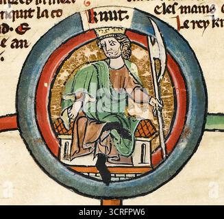 Cnut (um 990 – 12. November 1035), auch bekannt als Canute und mit dem Namen der große, war ab 1016 König von England, ab 1018 König von Dänemark und von 1028 bis zu seinem Tod 1035 König von Norwegen. Stockfoto