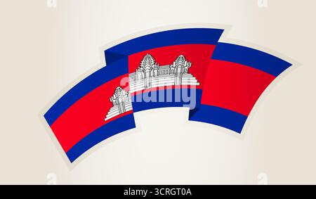Kambodscha Flagge in abstrakter Ribbon Form, nationales Symbol Kambodschas. Dieser Vektor ist ideal für nationale Veranstaltungen, Unabhängigkeitstag, internatio Stock Vektor