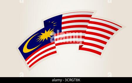 Malaysische Flagge in abstrakter Ribbon-Form, nationales Symbol des Malaysia. Dieser Vektor ist ideal für nationale Veranstaltungen, Unabhängigkeitstag, internatio Stock Vektor