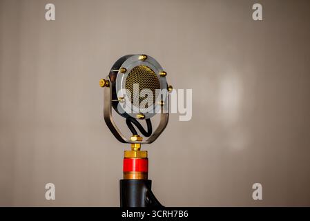 Vielseitiges Kondensatormikrofon mit großer Membran und Kopierraum Stockfoto