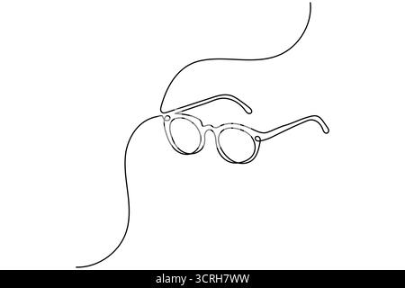 Sonnenbrille Symbol durchgehende einzeilige Zeichnung minimalistischer Stil isolieren Umrissvektor Illustration Stock Vektor
