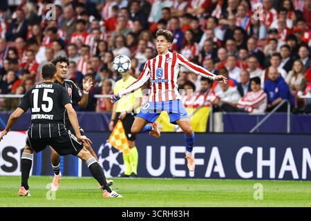 Giuliano Simeone (Atletico), 30. SEPTEMBER 2025 - Fußball / Fußball : UEFA Champions League Phase Spiel Tag 2 zwischen Club Atletico de Madrid - Eintracht Frankfurt im Estadio Metropolitano in Madrid, Spanien. (Foto: Mutsu Kawamori/AFLO) Stockfoto