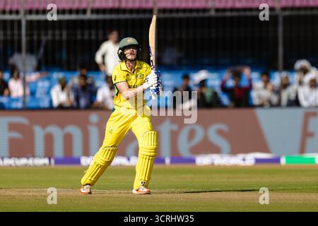 Indore, Indien. Oktober 2025. Holkar Stadium, Indore 1. Oktober 2025: Ellyse Perry aus Australien schlägt während des ICC Frauen-ODI-Weltmeisterschaftsspiels zwischen Australien und Neuseeland im Holkar Stadium in Indore, Indien (Unnati Naidu/SPP) Credit: SPP Sport Press Photo. /Alamy Live News Stockfoto
