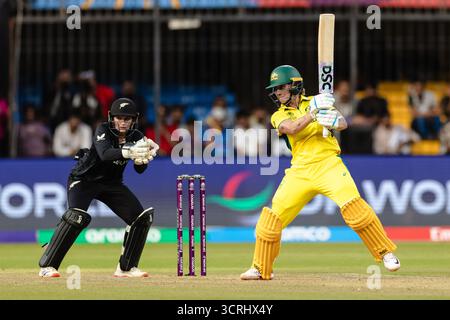 Indore, Indien. Oktober 2025. Holkar Stadium, Indore 1. Oktober 2025: Während des ICC Frauen-ODI-Weltmeisterschaftsspiels zwischen Australien und Neuseeland im Holkar Stadium in Indore, Indien (Unnati Naidu/SPP) Credit: SPP Sport Press Photo. /Alamy Live News Stockfoto