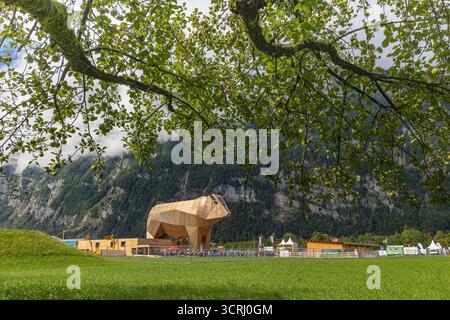 Mollis, Schweiz - 29. August. 2025: Das Schweizer Ringen- und Alpenfest, das traditionsreichste nationale Sportfest, das alle drei stattfindet Stockfoto
