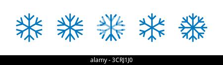 Blaue Schneeflocken Vektor-Symbole Set, Schneeflocken-Symbol-Sammlung Stock Vektor