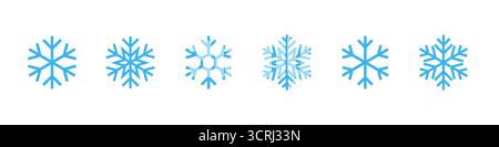 Blaues Schneeflocken-Set, Schneeflocken-Icon-Vektor-Kollektion Stock Vektor