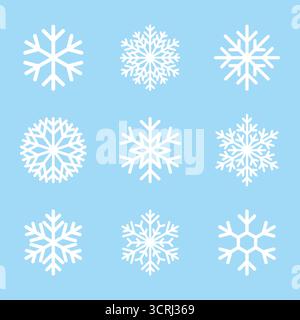 Schneeflocken-Vektor-Icons-Kollektion, weiße Schneeflocken Set Stock Vektor