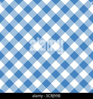 Nahtloses Muster prüfen. Blaues Häkchen im Hintergrund. Wiederholte Gingham-Diagonalpatern. Schottischer Stil für Prints. Kariertes Karo mit wiederholter Struktur Stock Vektor