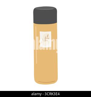 Lotion oder Tonik-Flasche isoliert auf weißem Hintergrund. Hand Draw Beauty Gesichtspflege Produkt. Organische kosmetische flache Vektorillustration. Stock Vektor
