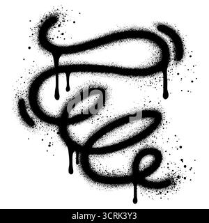 Graffiti-Wirbel, Locken und Rollen. Schmutzige gekrümmte und verdrehte Linien. Chaotischer Tintenpinsel kritzelt dekorativ. Stock Vektor
