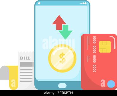 Online-Kreditkartentransaktionen mit Smartphones Stock Vektor