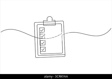 Checkliste Zwischenablage durchgehende Linienzeichnung minimales Konzept der Aufgabenlistenorganisation Stock Vektor