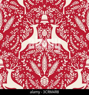 Weihnachtliches Muster Des Weißen Hirsches Stock Vektor