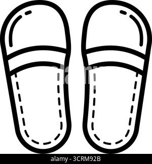 Paar Spa- oder Hotelschuhe Schuhe Umrissvektorsymbol Stock Vektor