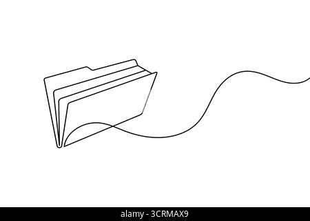 Office-Dokument-Ordner-Symbol durchgehende einzeilige Kunstzeichnung der Geschäftsaufzeichnungsdatei Vektor-Illustration Stock Vektor