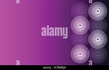 Abstrakter lila Farbverlauf mit leuchtenden Kreisen – Moderne digitale Kunst, futuristischer Neonhintergrund, Violett-Lichteffekt, geometrische Muster-Hintergrundbilder Stock Vektor
