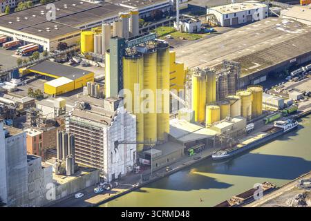 Luftaufnahme, Hafengebiet, Broekelmann und Co. Ölmühle im Hafen am Datteln-Hamm-Kanal, Bockum-Hoevel, Hamm, Ruhrgebiet, Nordrhein-Westfal Stockfoto