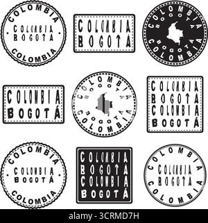Kolumbien Bogota Round Seal Map Design Stock Vektor