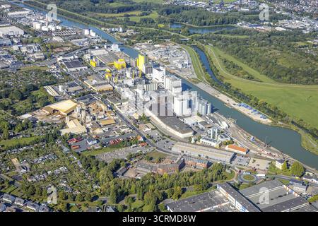 Luftaufnahme, Hafengebiet, Broekelmann und Co. Ölmühle im Hafen am Datteln-Hamm-Kanal, Gewerbegebiet Radbodstraße an der Lippe, ce Stockfoto