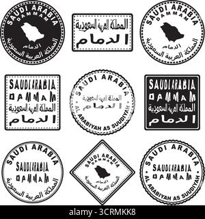Saudi Arabien Dammam Round Seal Map Design Stock Vektor
